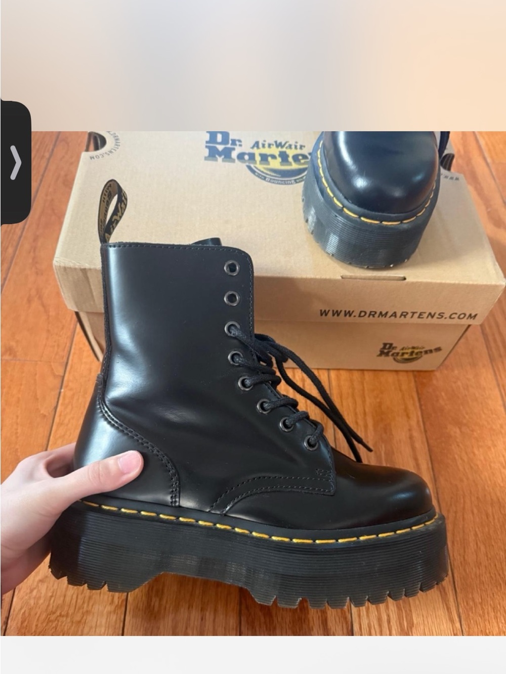 Dr. Martens Black Vegan Leather Platform Combat Boot - like new